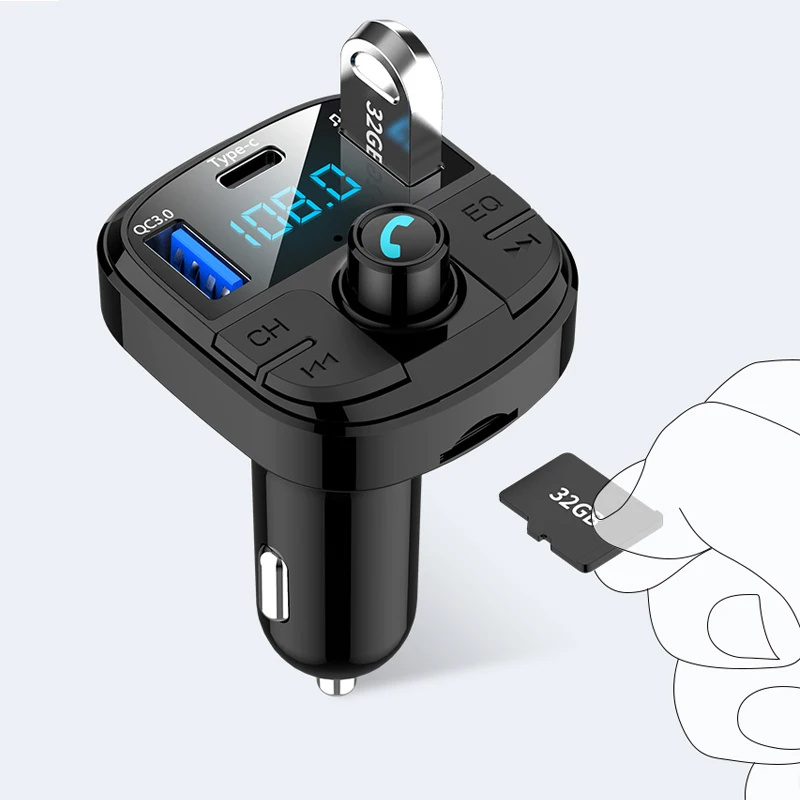VR robot Bluetooth Handsfree Car Kit Wireless FM Transmitter EQ Audio MP3 Player With QC3.0 Quick Charge+USB Type C | Автомобили и