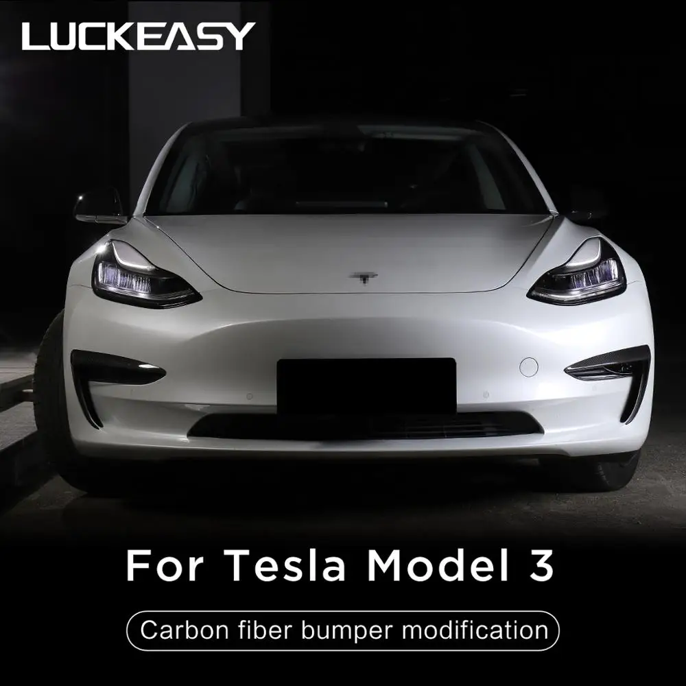LUCKEASY автомобильный бампер из углеродного волокна модификация для Tesla модель 3- защита фар украшение