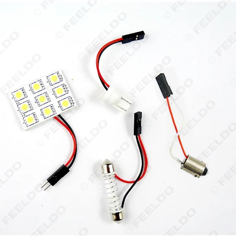 FEELDO 1 шт. белый 9SMD 5050 3 Chips Автомобильный светодиодный светильник купольная панель