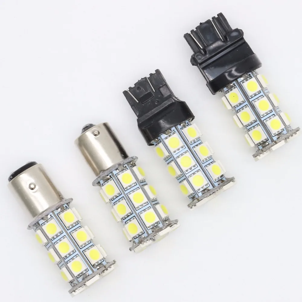 

2PCS 1156 BA15S 1157 BAY15D T20 7440 7443 T25 3156 3157 Turn Brake Tail Parking Lamps white 27SMD 5050 12V Car Led bulbs