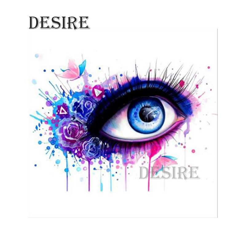 EASHRU алмазная живопись вышивка крестиком портрет Цветные глаза квадратная