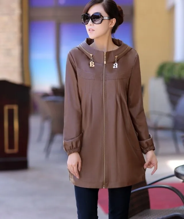 Женская кожаная куртка размера плюс, XL, 2XL, 3XL, 4XL, 5XL, женское кожаное пальто, женские весенние Длинные куртки, женские пальто, верхняя одежда