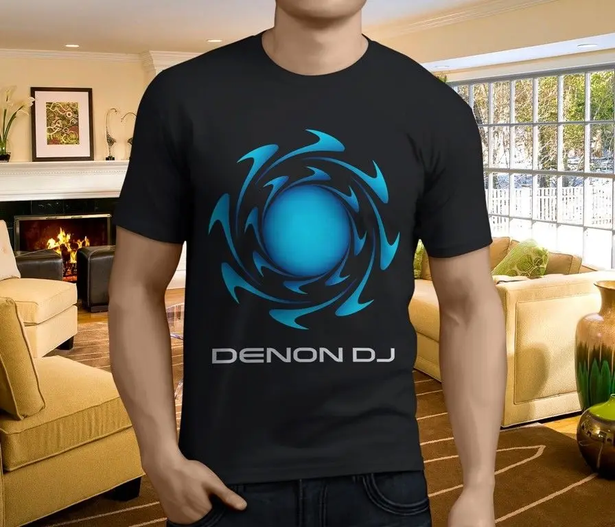 Новые популярные вечерние мужские черные футболки DENON DJ House Techno Music Размер Harajuku