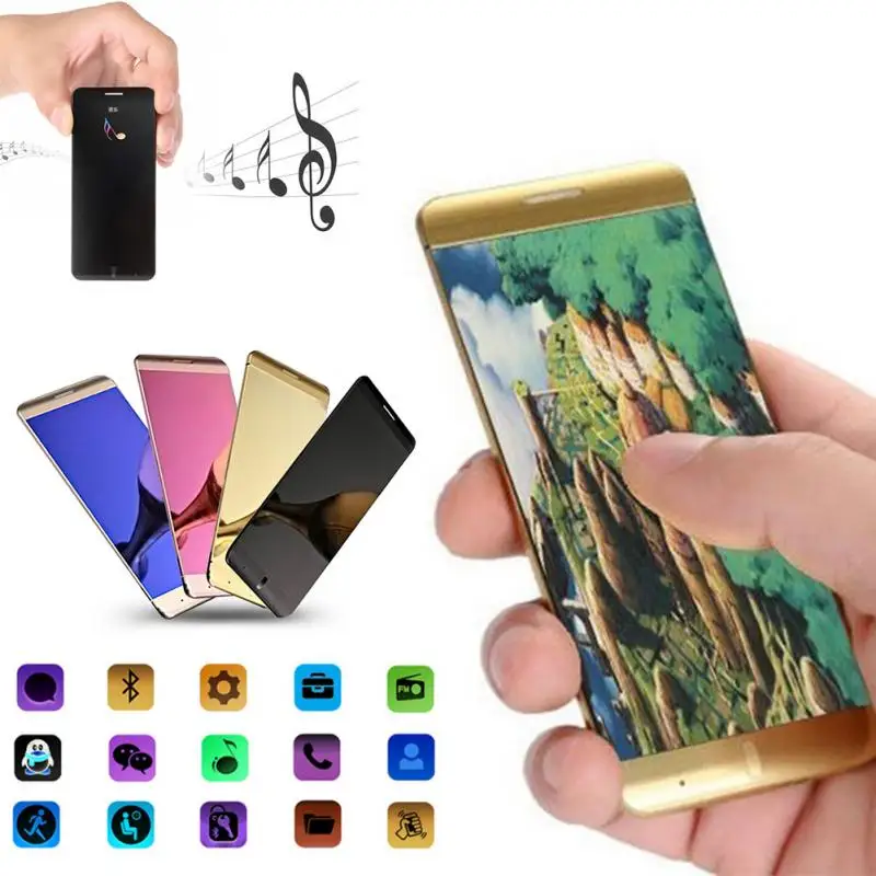 Новый Лидер продаж красочные Ультратонкий Металл Anica A7 мобильного телефона с MP3