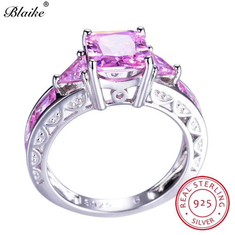Blaike квадратный розовый турмалин кольца для мужчин и женщин элегантное платье