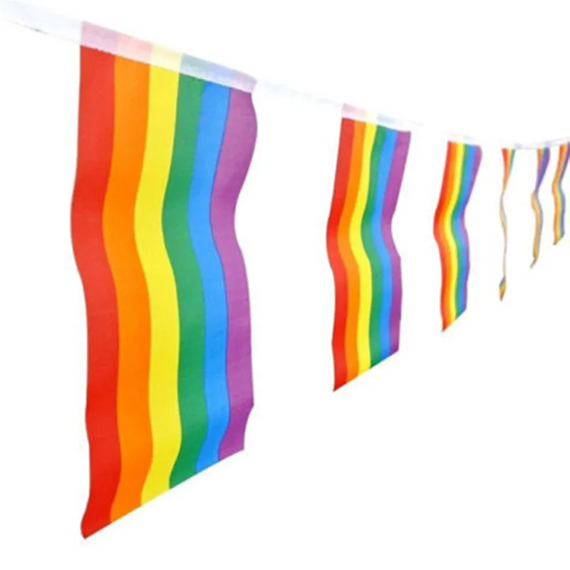 20pcs Rainbow Flag Strings Colorful Peace Flags Banner Pride Lesbian Gay Right Parade Hanging Bunting | Дом и сад - Фото №1