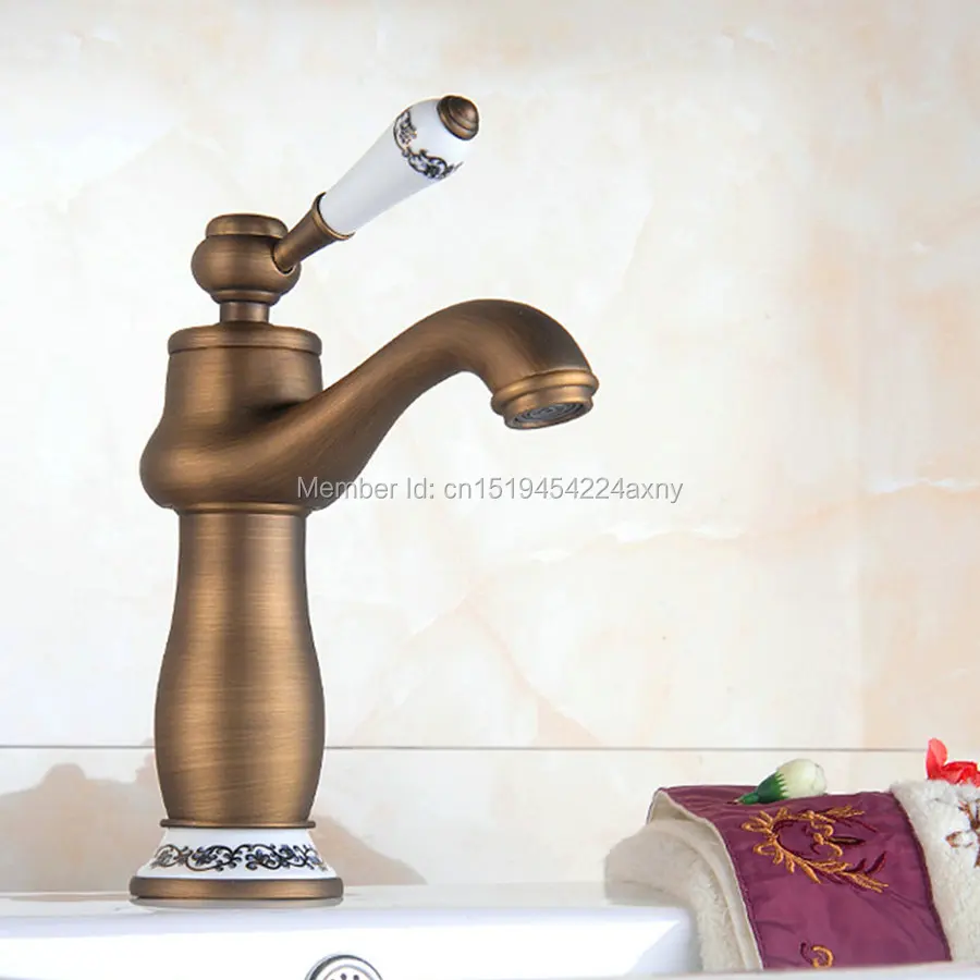 

GIZERO New Antique Faucet Bathroom Basin Faucet blue and white porcelain deck mounted Single Handle Washbasin Faucet GI76