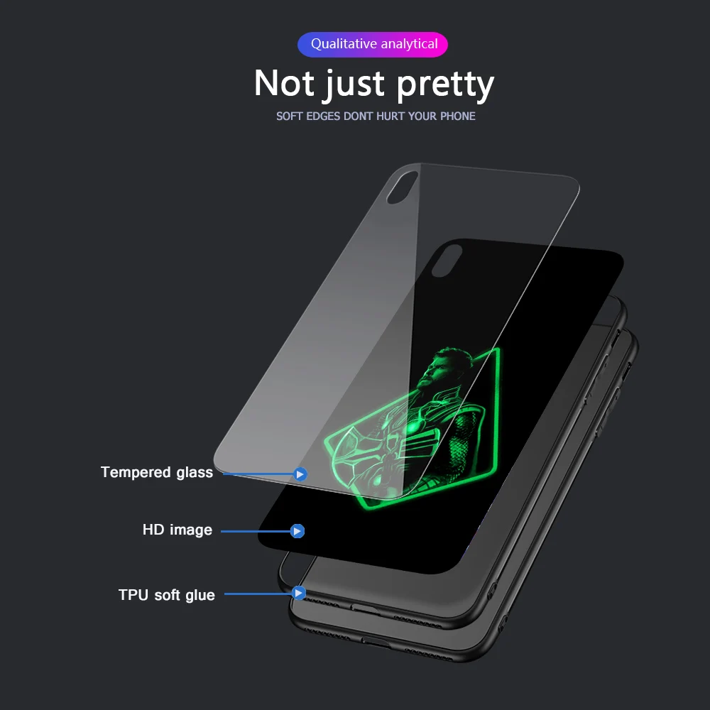 Ciciber Модный чехол в виде светящегося стекла Marvel для iPhone 11 Pro Max 7 8 6 6S Plus X XR XS задняя