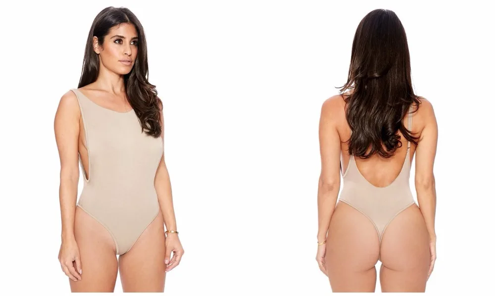 Женские Боди с о вырезом летние однотонные комбинезоны низким на спине|women