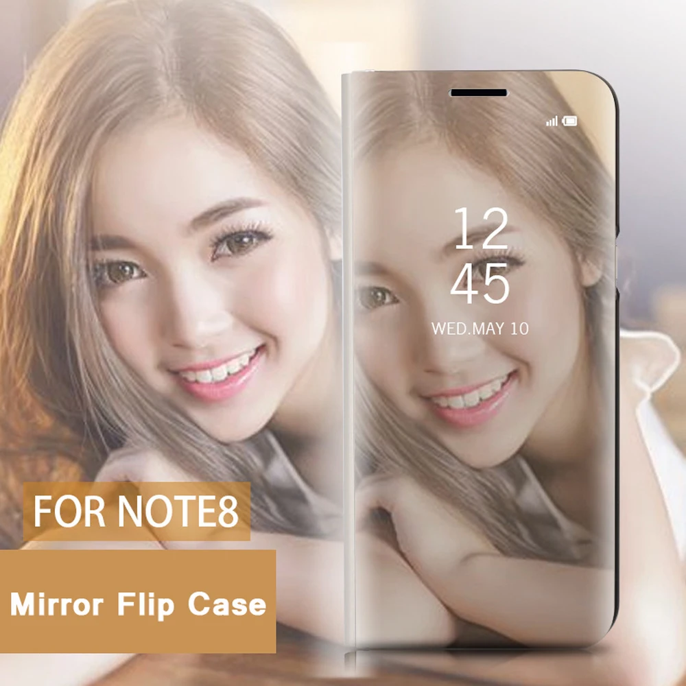Умные зеркальные флип чехлы для телефонов Samsung Galaxy S9 S10 Plus Note 8 9 чехол с полным