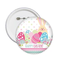 happy easter religion christianity festival colored egg bunny chicken culture round pins badge button clothing decoration 5pcs