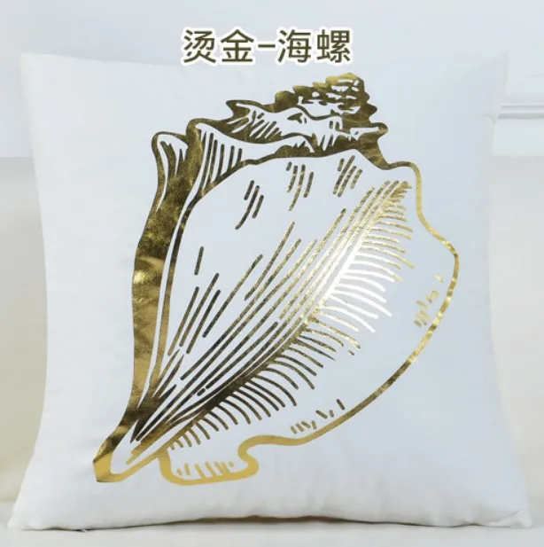 Anchor Sea Pillow Cover Cushion Case White Velvet Golden Starfish Sofa Cushion cover Home Chair bed Cushion Cover 45x45cm B427