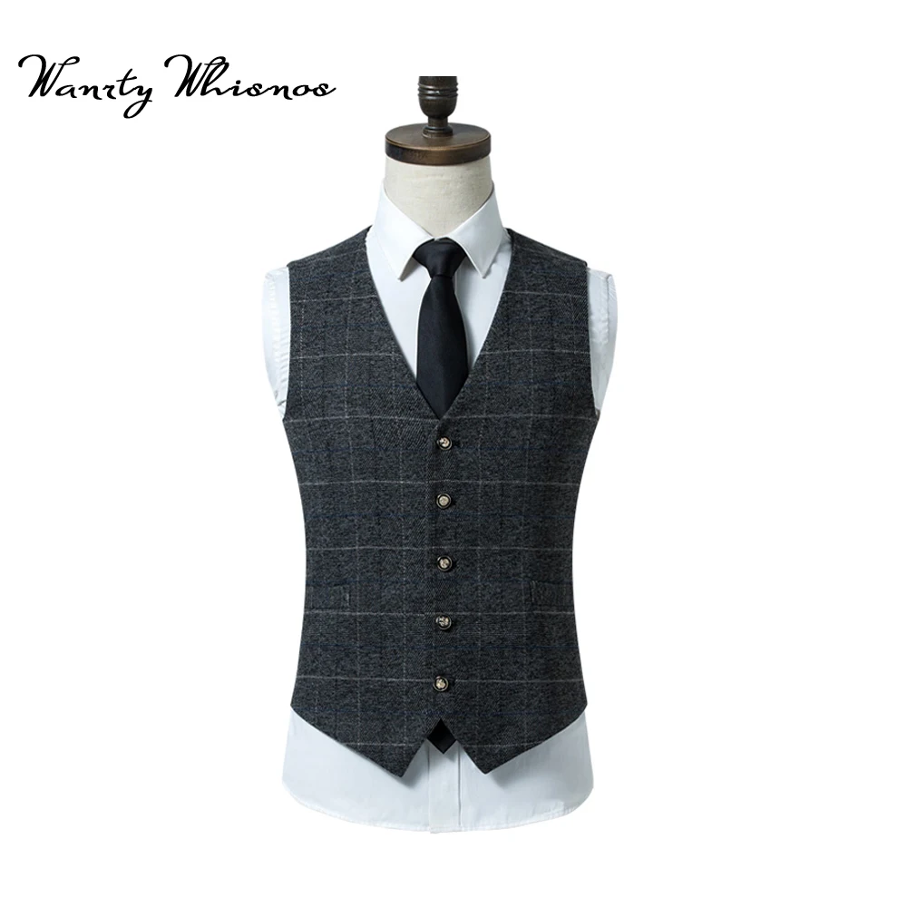 

Мужской Клетчатый жилет, повседневный облегающий костюм без рукавов, 2018