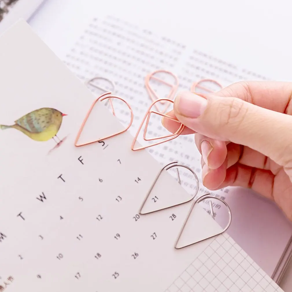 10 шт./упак. металла капли воды Форма Бумага клипы Красочные Kawaii закладку Офис Школьные маркировка канцелярских принадлежностей альбомные зажимы