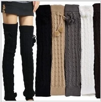 65cm long winter thicken leg warmer cotton knee stockings boot covers loose twist ball women wear solid white black gray khaki