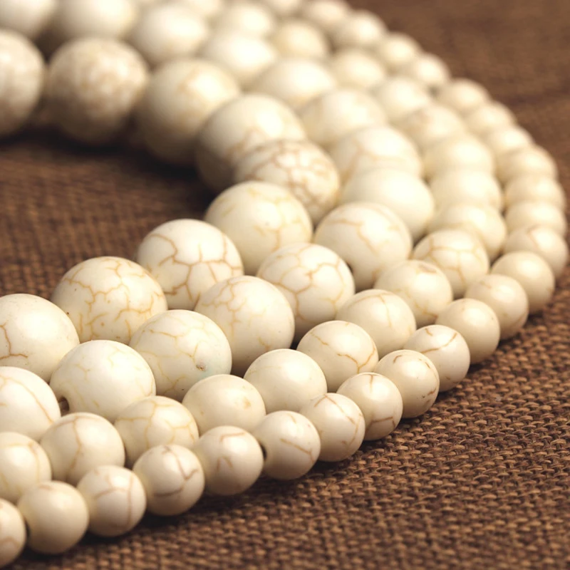Бусины Из Натурального белого бирюзы Howlite круглые свободные бусины из
