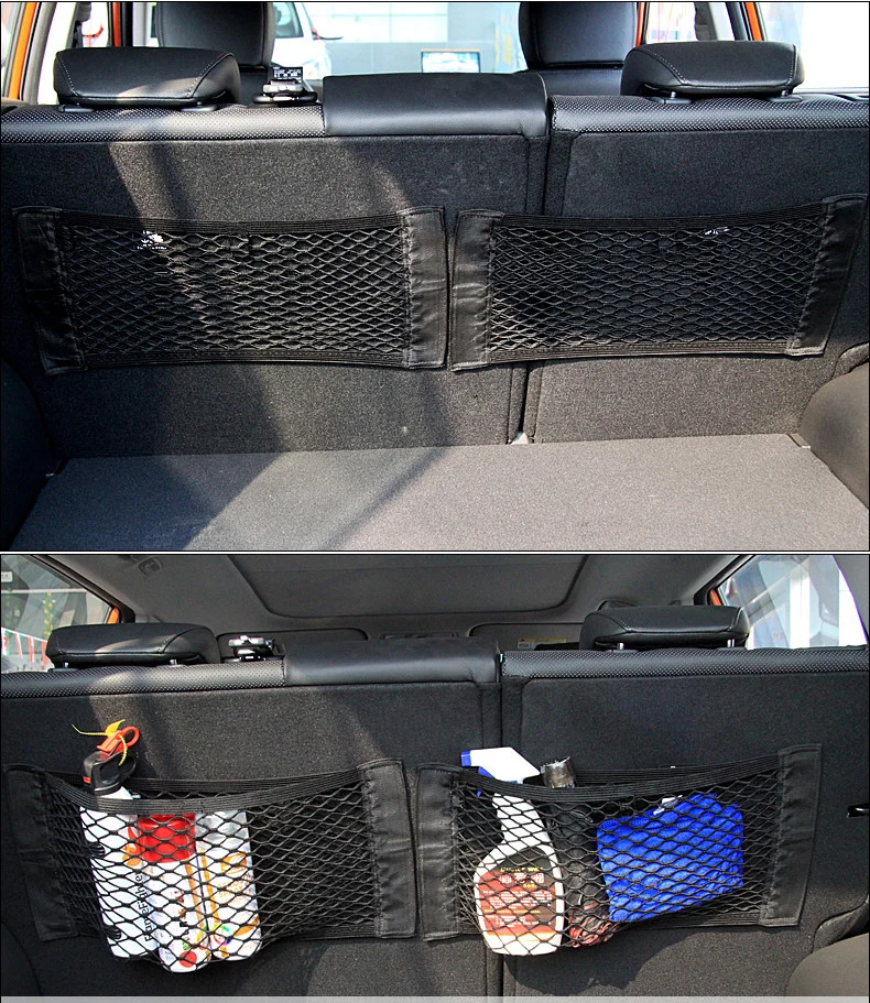 Super Big Size 50cm x 25cm Car Pocket Back Rear Trunk Organizer Magic Sticker Elastic String Storage Boot Net Mesh Oganizer Bag |