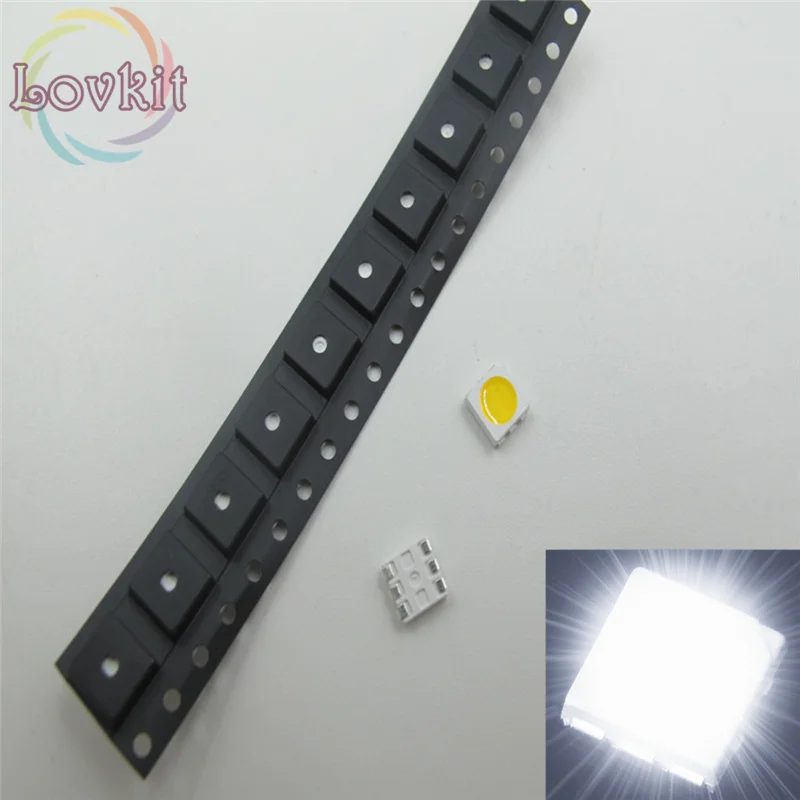 100 шт. PLCC-6 5050 белый поверхностного монтажа светодиодный 3 чипы светоизлучающие
