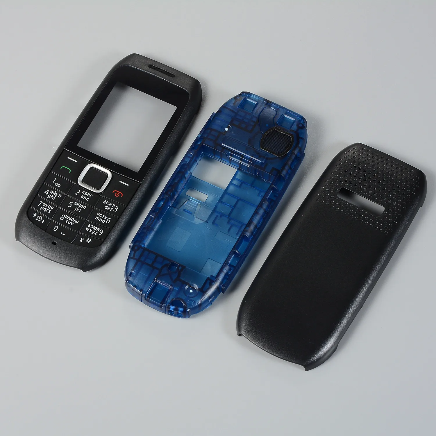 

Крышка батарейного отсека клавиатуры для Nokia 1616, новая крышка для лица + передняя средняя рамка + задняя крышка корпуса + клавиатуры на англий...