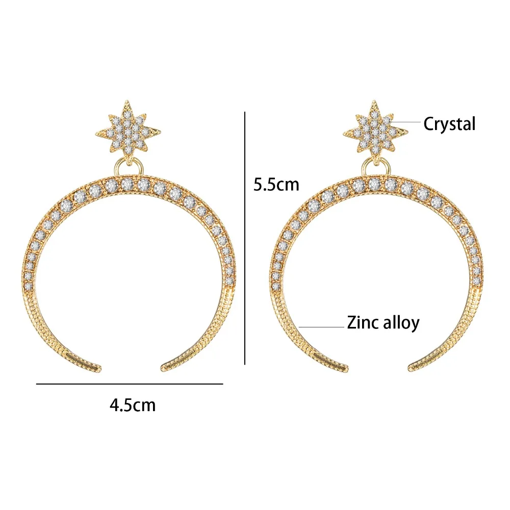 ALIUTOM новые модные многоугольные серьги капли с большим полумесяцем и кристаллами