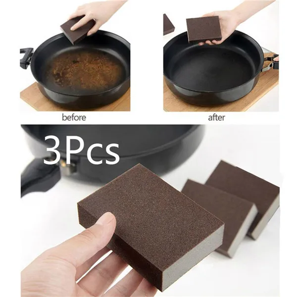 Brown 3pcs 4 шт./компл. Портативный карбид кремния волшебная губка кисть ластик Кухня Ванная комната Стиральная Очистка Очищающий Инструмент высокое качество губка K3 - Цвет: Brown 3pcs