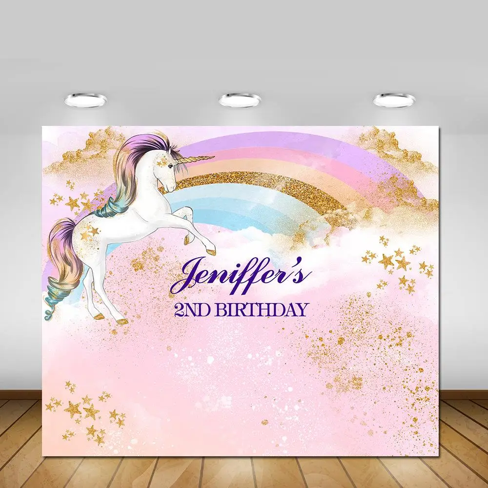 

Изготовленный на заказ в виде радужного единорога, 1st золотые блестящие декорации виниловый тканевый фон для фотостудии Высокое качество к...