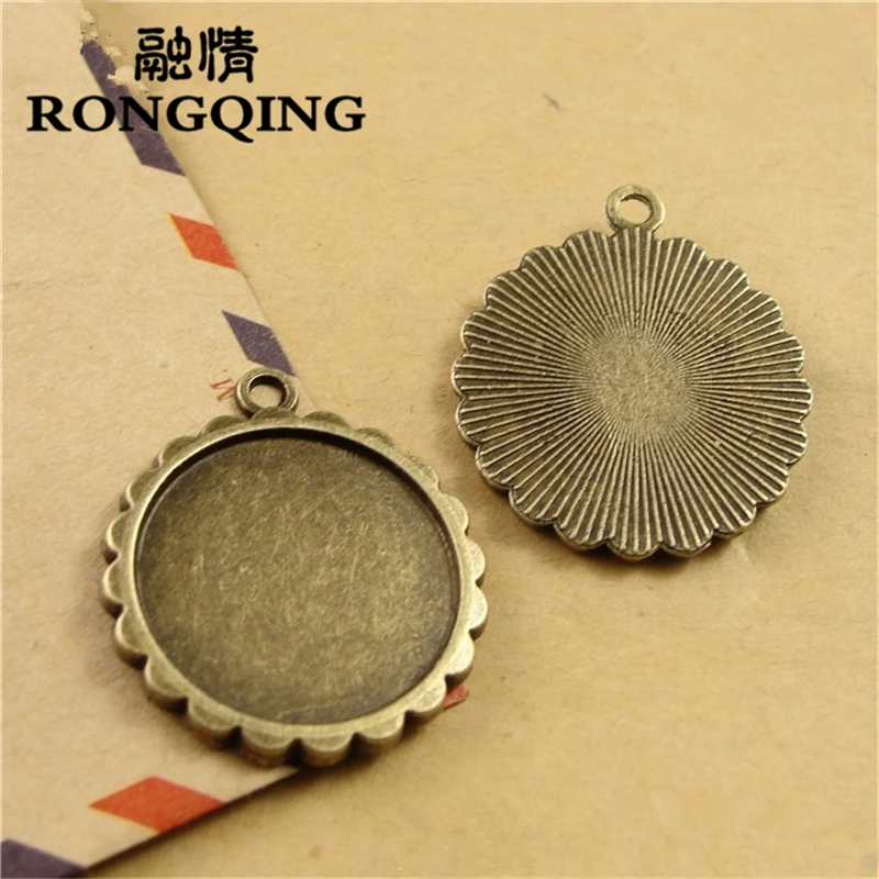 

RONGQING 50 шт./лот Круглые ретро лотки DIY аксессуары оптом Craft 16 мм