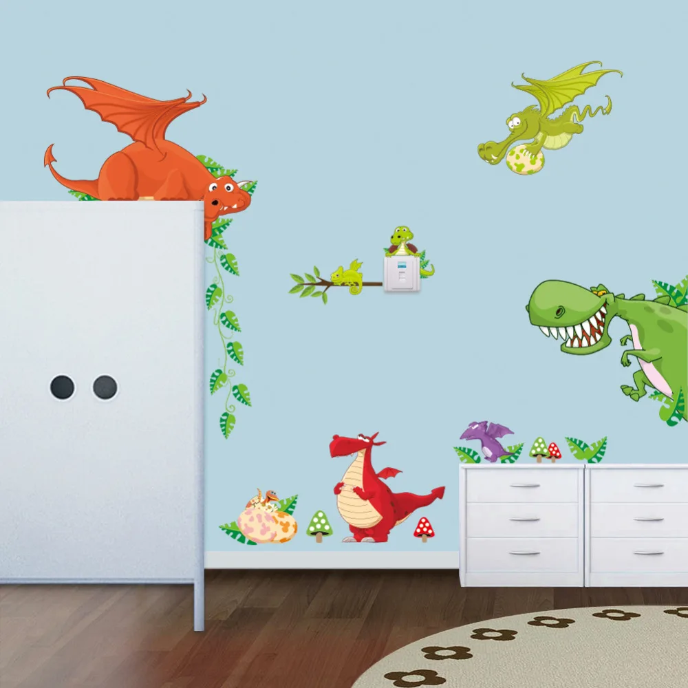 

Dinosaur Zoo Cartoon Wall Stickers For Kids Room Animal Funny Children Room Animal Sticker For Kindergarten 3D Wall Stickers