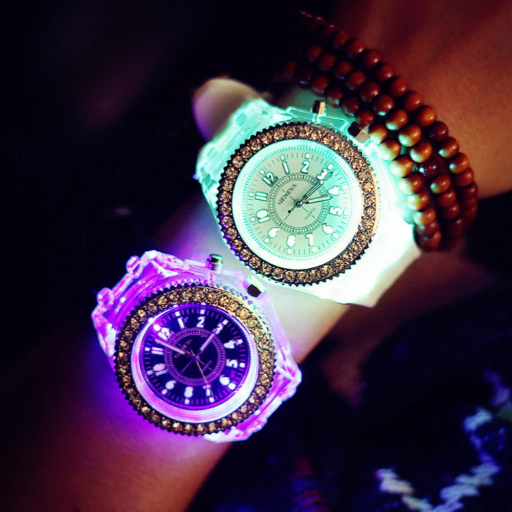 Fashion Girl Sports Watch Glow Luminous Women ladies Quartz Watches Woman Silicone Wristwatches glowing Clock Relojes Mujer | Наручные