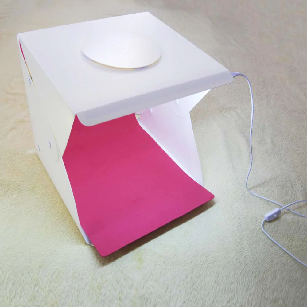 

40*40cm 4 Mini Folding Studio Diffuse Soft Box Lightbox With LED Light Black White Photography Background Photo Studio Box