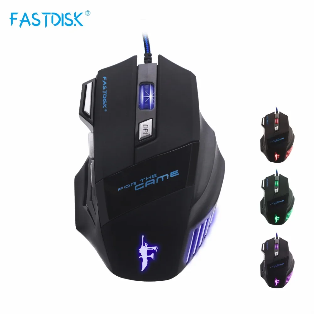 FASTDISK Проводная игровая мышь 7 кнопок dpi светодиодный оптический USB геймер