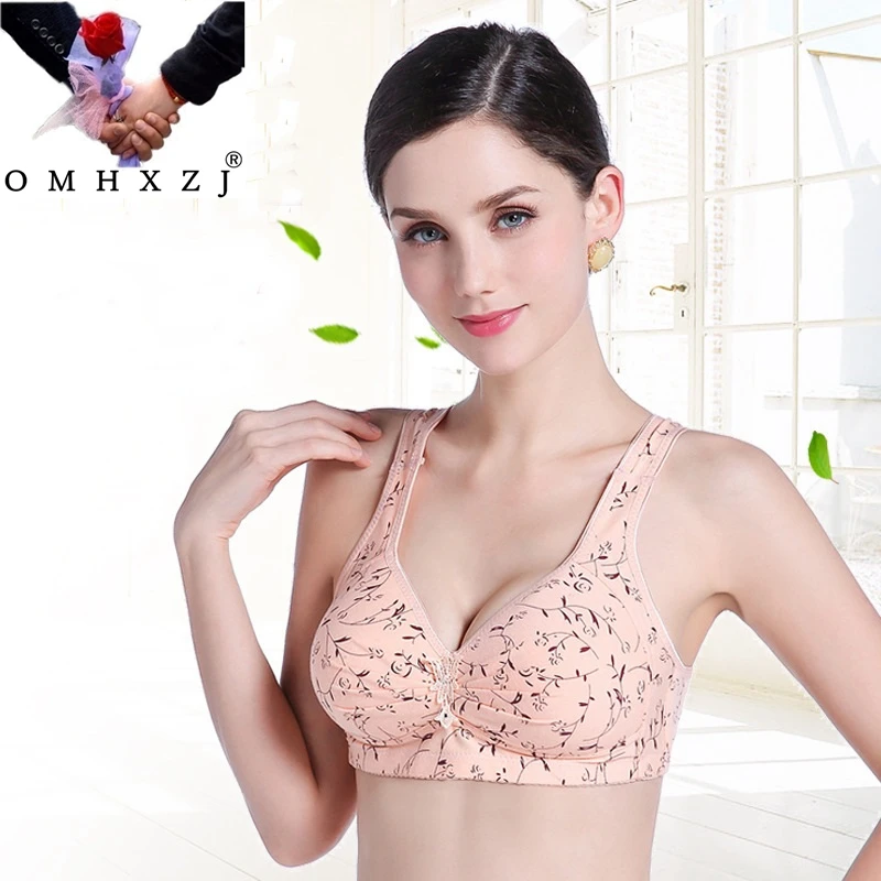 

OMHXZJ Wholesale Fashion Hot Middle Age Women Grandmother Gift Wireless Plus Size Adjustable Cotton Thin Comfortable Bra NY12