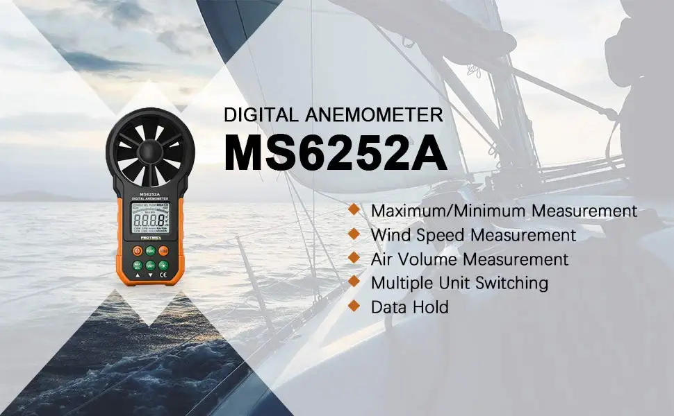 Protmex MS6252A цифровой анемометр/Объём воздуха цифровой анемометр ручной ЖК-дисплей электронный Анемометр