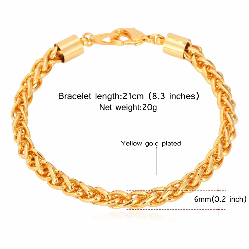 Для мужчин Пшеница Spiga звено цепи браслет 6 мм 21 см белого и желтого цвета золотого