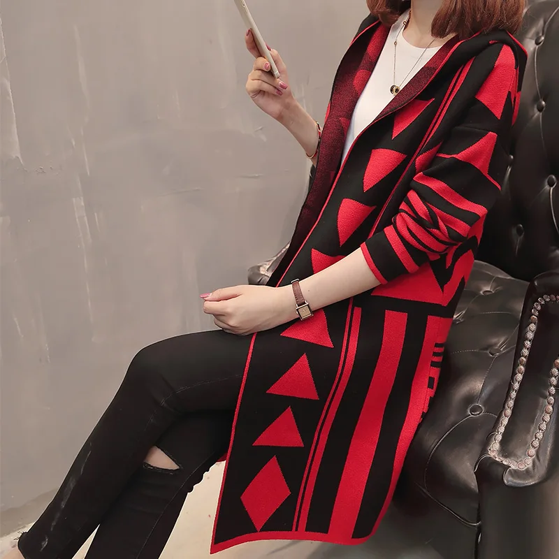 7760 (no. 4 in 1 room 5) to film a new geometry into color hooded long knitted cardigan 60 |