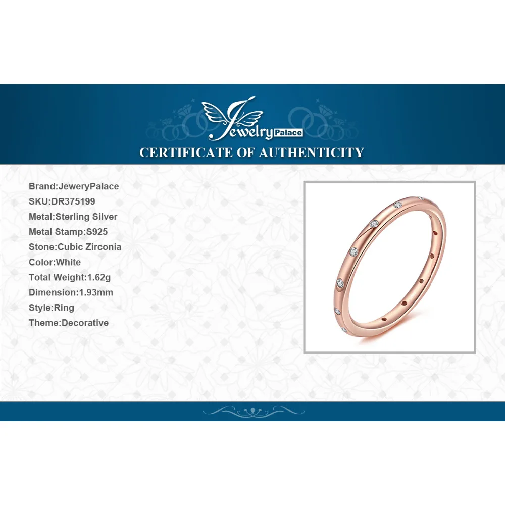 Jewelrypalace 925 пробы серебряный блеск канала набор кольцо из розового золота