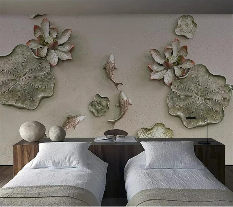 Wellyu пользовательские обои 3d фотообои Новые Китайский стиль Ning Yu Карп Лотос