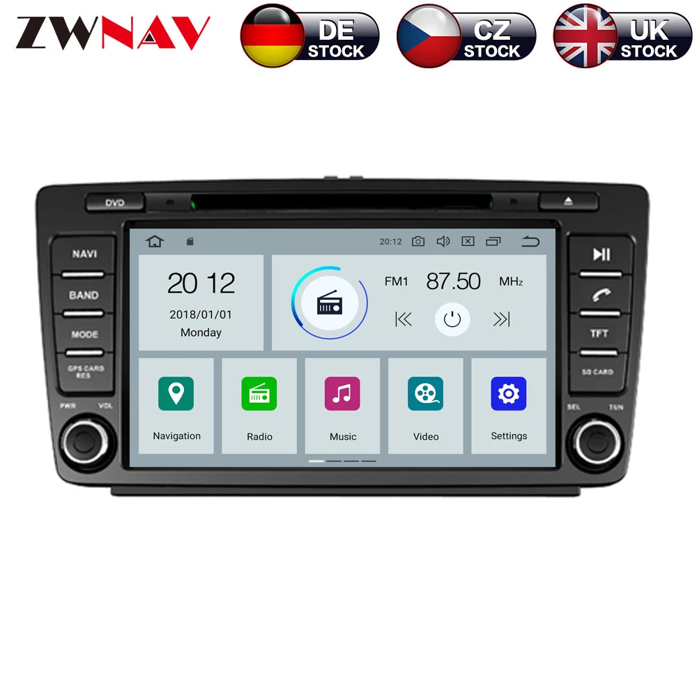 Zwnav Android 9,0 4+ 32 ГБ Автомобильный dvd-плеер для Skoda Octavia 2008- радио Ibiza gps навигация зеркальное соединение головное устройство
