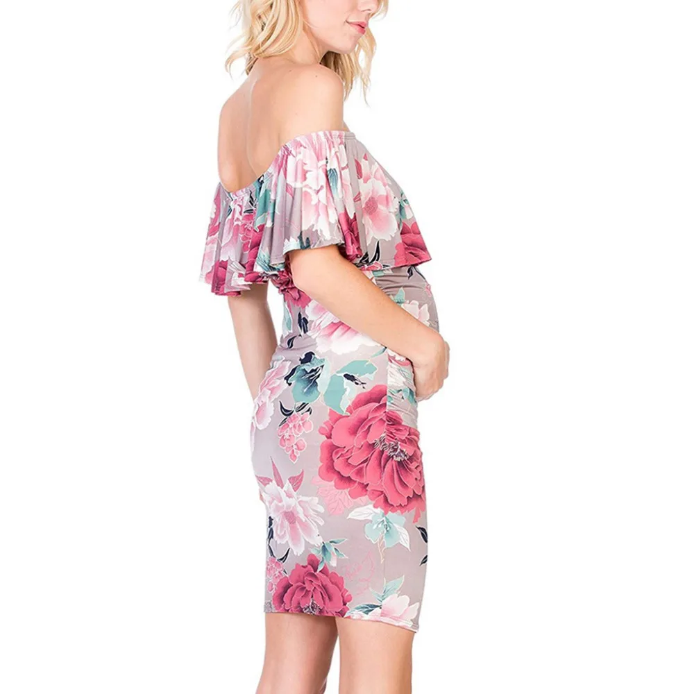 Женское платье с цветочным принтом летнее комфортное оборками и открытыми