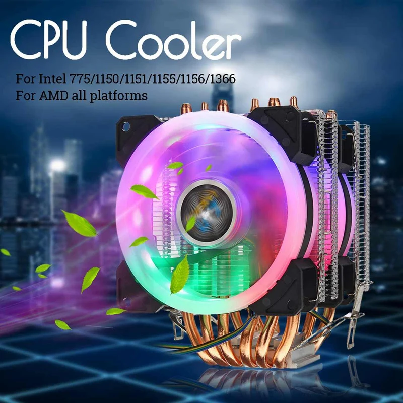 6 тепловых труб кулер для процессора вентилятор 3 линии Rgb Led охлаждающий тихий