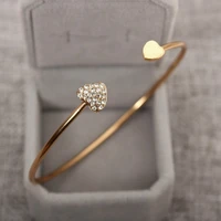 open braceletsbangles women gold silver heart bangles charm crystal bracelet fashion jewelry valentine gift bijoux