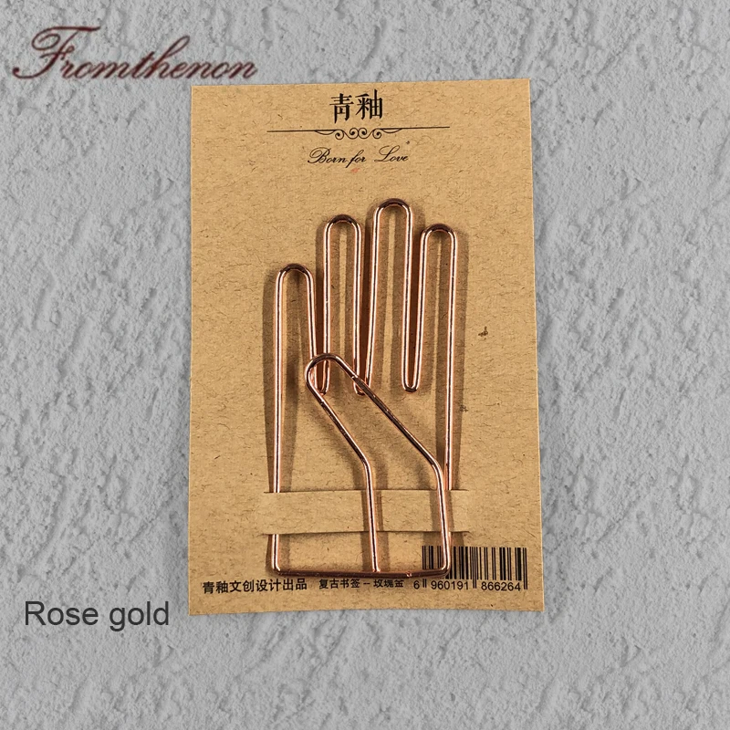 Rose Gold Fromthenon винтажные зажимы для бумаги в форме руки для Мидори, дорожные аксессуары для журналов, большая закладка скрепки, декоративные канцелярские принадлежности - Цвет: Rose Gold