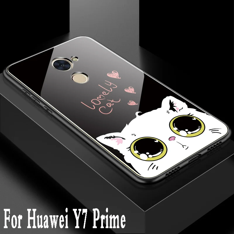 Чехол для huawei y7 2017 enjoy 7 plus Роскошный чехол из закаленного стекла мультяшный
