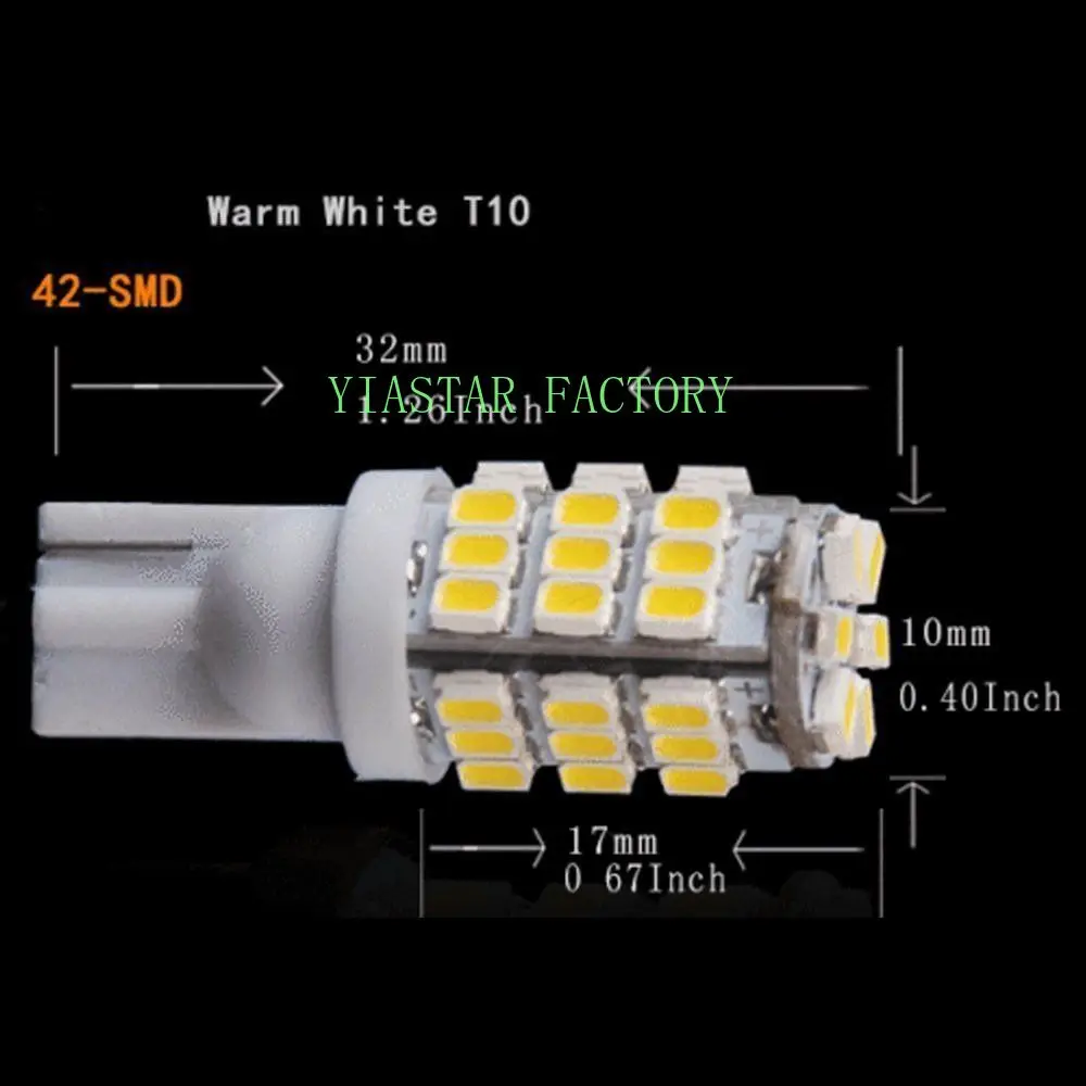 Yiastar 20 шт. T10 1206 42 автомобильный светодиод SMD лампы 42smd DC12V Автомобильные Боковые