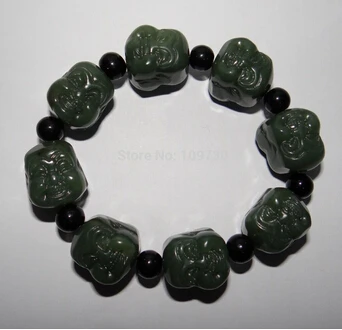 Бесплатная доставка&gt 909124 китайский иероглиф зеленая голова Будды браслет на