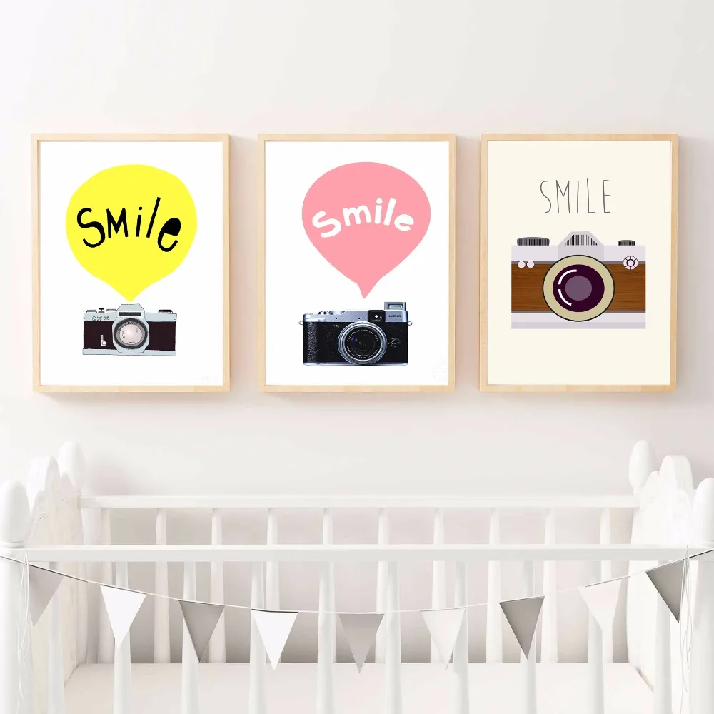 

Smile Camera Nursery Canvas Art Print Painting Poster Wall Pictures For Kids Room Home Decorative Bedroom Decor No Frame
