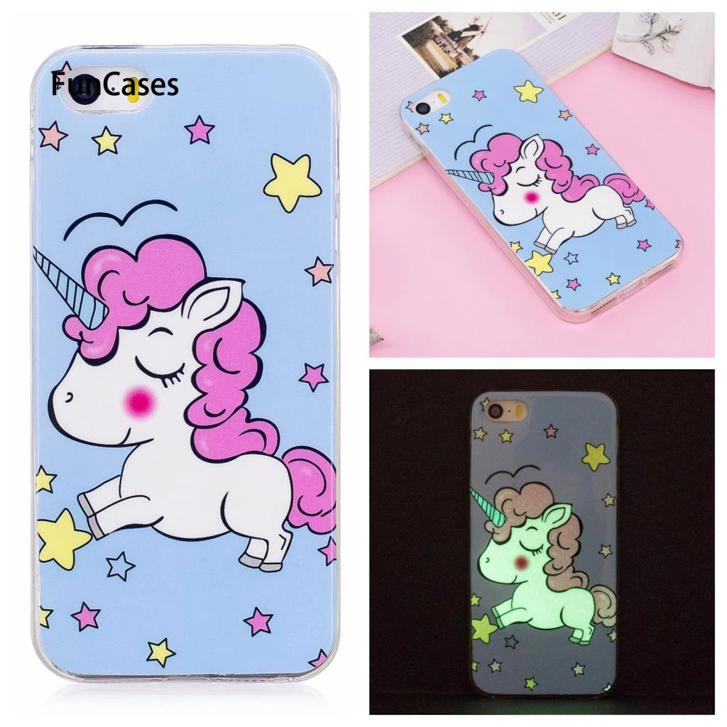 Мягкий чехол для Apple iphone 5 я phone5 s se 5S Единорог собака световой Силиконовый ТПУ