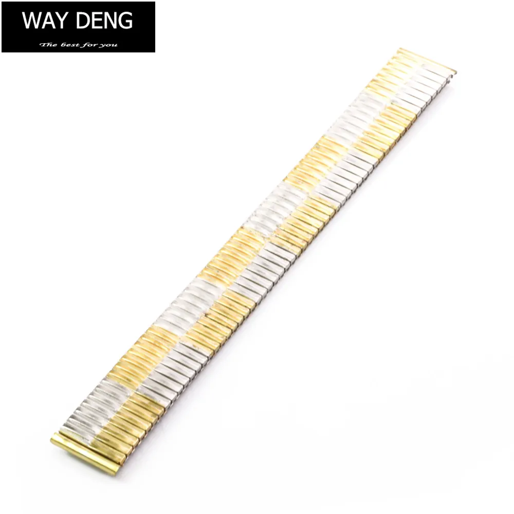 Women Men Patchwork Stainless Steel Watchbands Gold &amp Silver 18mm Flexible Stretch Watch Band Strap Bracelet Accessories - Y178 |
