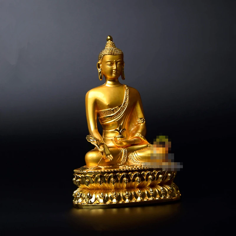 Удивительная изысканной позолотой Гаутама статуя Будды тибетская тантрическая