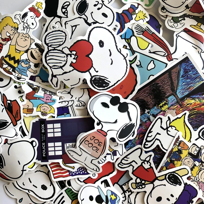 62 шт. Карманный чехол для телефона Snoopy, Дорожный Чехол для компьютера, холодильника, скейтборда, мотоцикла, супер забавная наклейка с граффити из мультфильма для детей